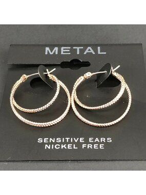 Kohls Metal Earrings Copper-tone Double Twist Hoops Nickel Free Sensitive Ears